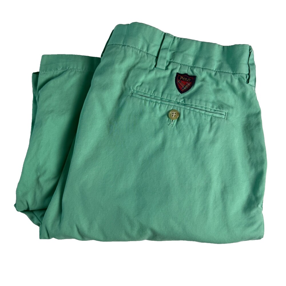 Vintage Polo Golf Ralph Lauren Fairway Shorts Size 38 Mint Green Tartan Crest